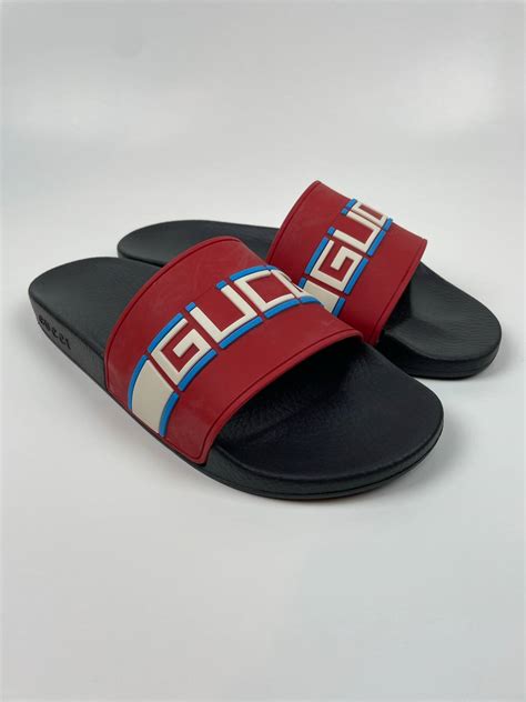 gucci pursuit slides red|bloomingdale's Gucci slides.